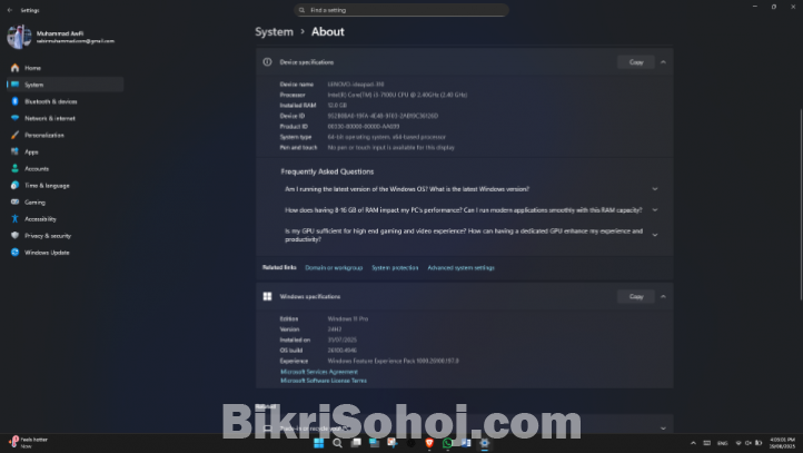 Lenovo ideapad 310 laptop ,12gb ram, (ল্যাপটপ)
